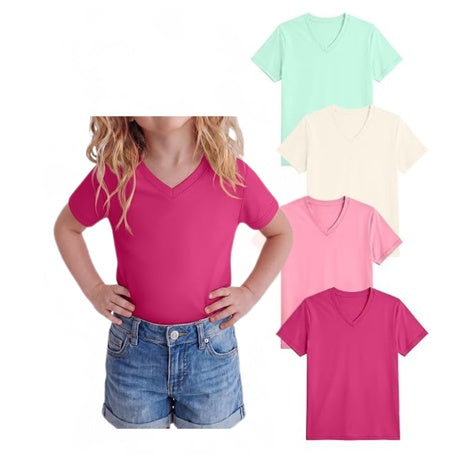 4-Pack Toddler Girls V-Neck T Shirts