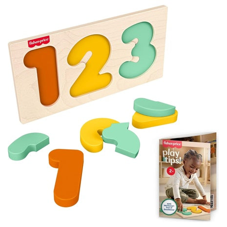 Fisher Price Wood Montessori Toy 1-2-3 Puzzle