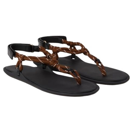 Women's Adjustable T Strap Slip On Rope Flip Flop Sandals