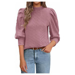 Women's Puffed Sleeve Mockneck Knit Top