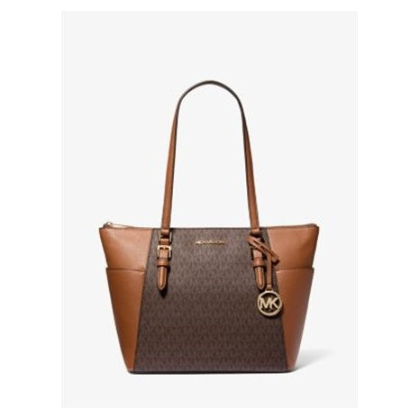 Michael Kors Charlotte Large Logo Leather Top Zip Tote Bag