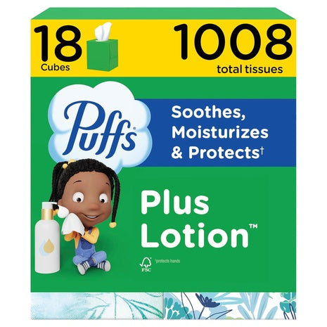 18 Cube Boxes Puffs Facial Tissues Plus Lotion