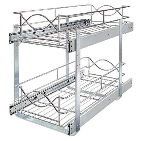 Double-Tier Wire Pull Out Kitchen And Bath Storage Basket
