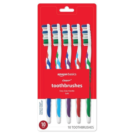 10 Amazon Basics Clean Plus Toothbrushes