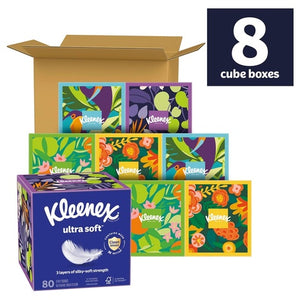 8 Cube Boxes Kleenex Ultra Soft Facial Tissues