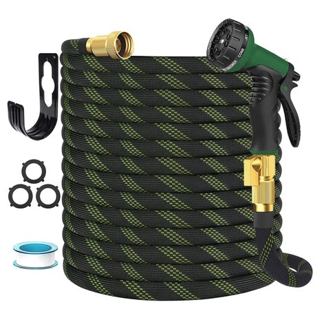 50 Foot Non-Expandable Garden Hose with 10-Function Spray Nozzle