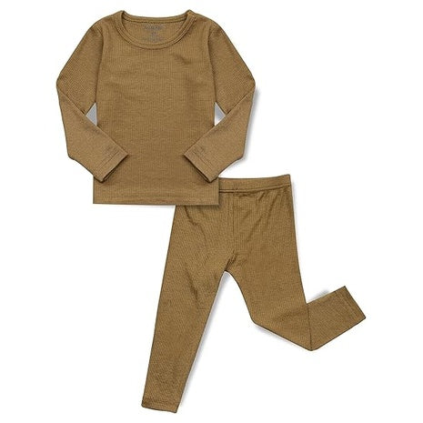 Size 2T Olive Ribbed Pajamas