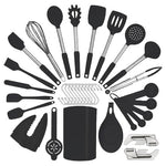 35-Piece Silicone Kitchen Utensil Set With Stainless Steel Handles