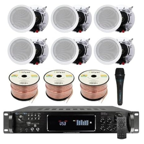 Vaiyer 4500W 7.2 Channel Home Theater System Kit W/ 6 X 5.25" In-Ceiling Speakers