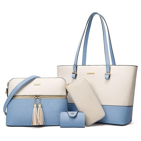 4-Piece Top Handle Satchel Handbag Set