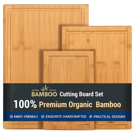 3-Piece Heavy Duty Bamboo Cutting Board