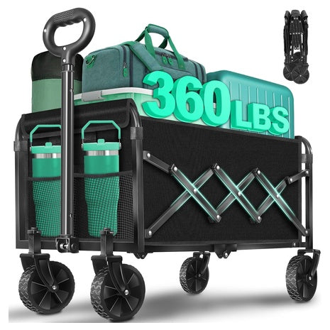 Kovry 360 lbs Collapsible Wagon Cart With Wheels Foldable