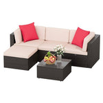5-Pieces Tozey Wicker Patio Conversation Rattan Sofa Set