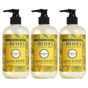 3 Pack 12.5oz Mrs. Meyer's Clean Day Liquid Hand Soap, Dandelion Scent