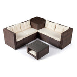 4-Piece Karl Home Wicker Patio Conversation Set With Beige Cushions