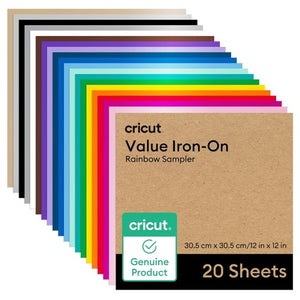20 Sheets Cricut Value Iron-On Rainbow Sampler (12” x 12”)