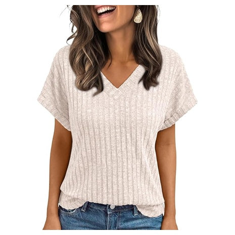 Automet Women's Short Sleeve V Neck Cute Summer Tops