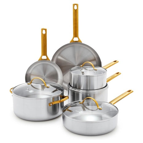 10-Piece GreenPan Stainless Steel Tri-Ply Cookware Set