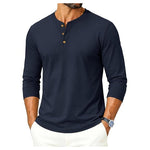 Men's Long Sleeve Henley 3-Button Moisture Wicking T-Shirts