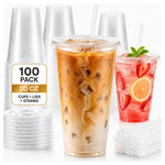 100 Plastic Cups With Lids and Straws