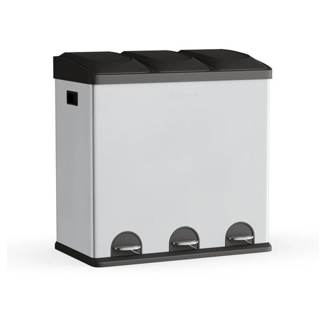Step N' Sort 3-Compartment Stainless Steel Trash & Recycling Bin