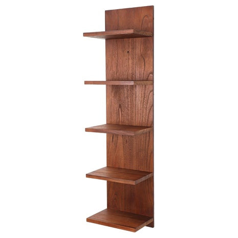 5-Tier Wooden Vertical Column Floating Wall Shelf
