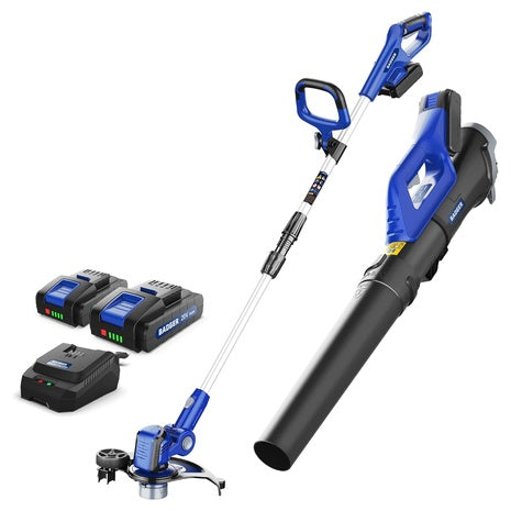 20V Wild Badger Power Weed Wacker, Leaf Blower With 2 Batteries
