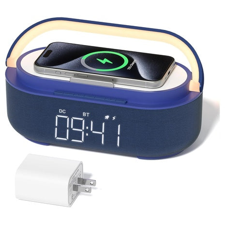 6-in-1 Bluetooth Speaker Alarm Clock with Wireless Charger