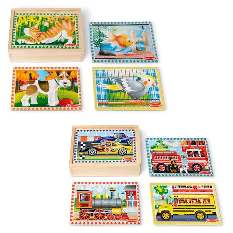 2-Pack Melissa & Doug 4-in-1 Wooden Jigsaw Puzzle Boxes