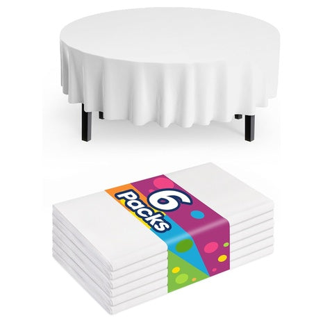 6-Pack 84'' Disposable Round Table Cloths