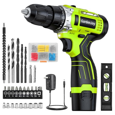 12V Cordless Power Drill Set with Battery, Charger & 65 Accessories