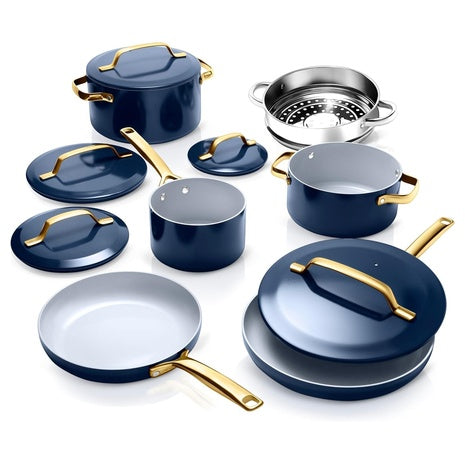 11-Piece Gotham Steel Modern Ceramic Cookware Set with Steamer