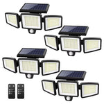 4-Pack 2500LM 210 LED Solar Outdoor Security Lights W/ Remote Control