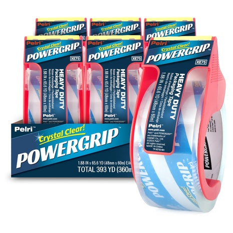 6-Pack PowerGrip Clear Packing Tape with Dispensers