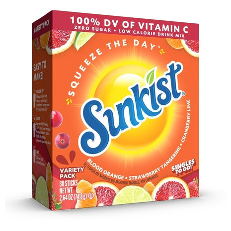 30 Sunkist Soda Variety Pack Drink Mix Sticks