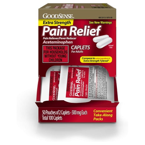 100 GoodSense Extra Strength Acetaminophen Caplets (500mg)