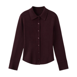 Caridgan with Shirt Collar