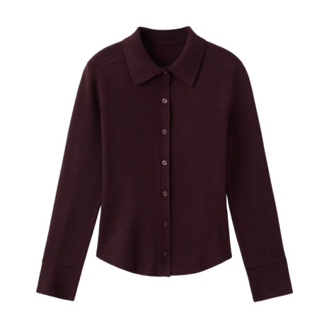 Caridgan with Shirt Collar