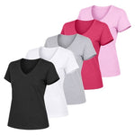 5-Pack Womens Relaxed Fit V-Neck Short Sleeve T-Shirts