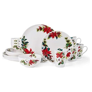 16-Piece Mikasa Hope Joy Poinsettia Bone China Dinnerware Set