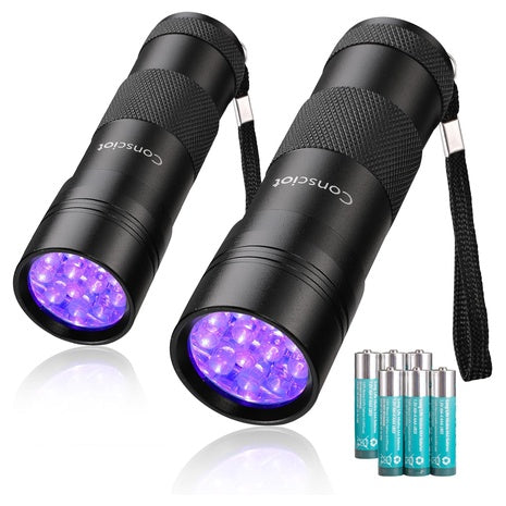 2-Pack UV Black Light Flashlights
