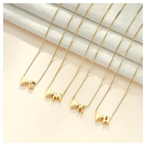14K Gold Plated Heart Initial Necklaces