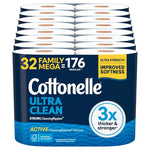 32 Family Mega Rolls (=176 Reg) Cottonelle Toilet Paper