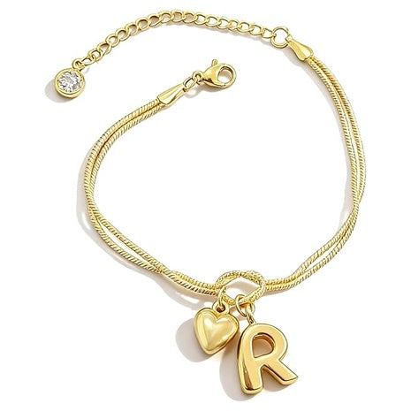 14K Gold Plated Love Knot Initial Bracelets