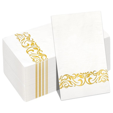 100-Pack Gold Trim Disposable Dinner Napkins