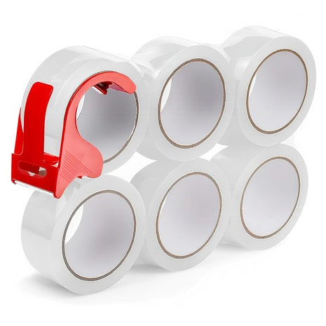 6 Rolls Clear Packing Tape with Dispenser
