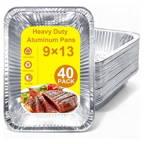 40 9x13 Thin Disposable Aluminum Foil Pans