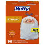 90 Hefty Strong 13 Gallon Trash Bags, White, Unscented