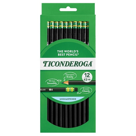 12-Count Ticonderoga Unsharpened Wood-Cased #2 HB Soft Pencils (Black)
