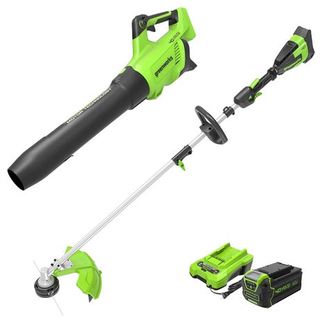 Greenworks 40V Brushless String Trimmer And Leaf Blower Combo Kit